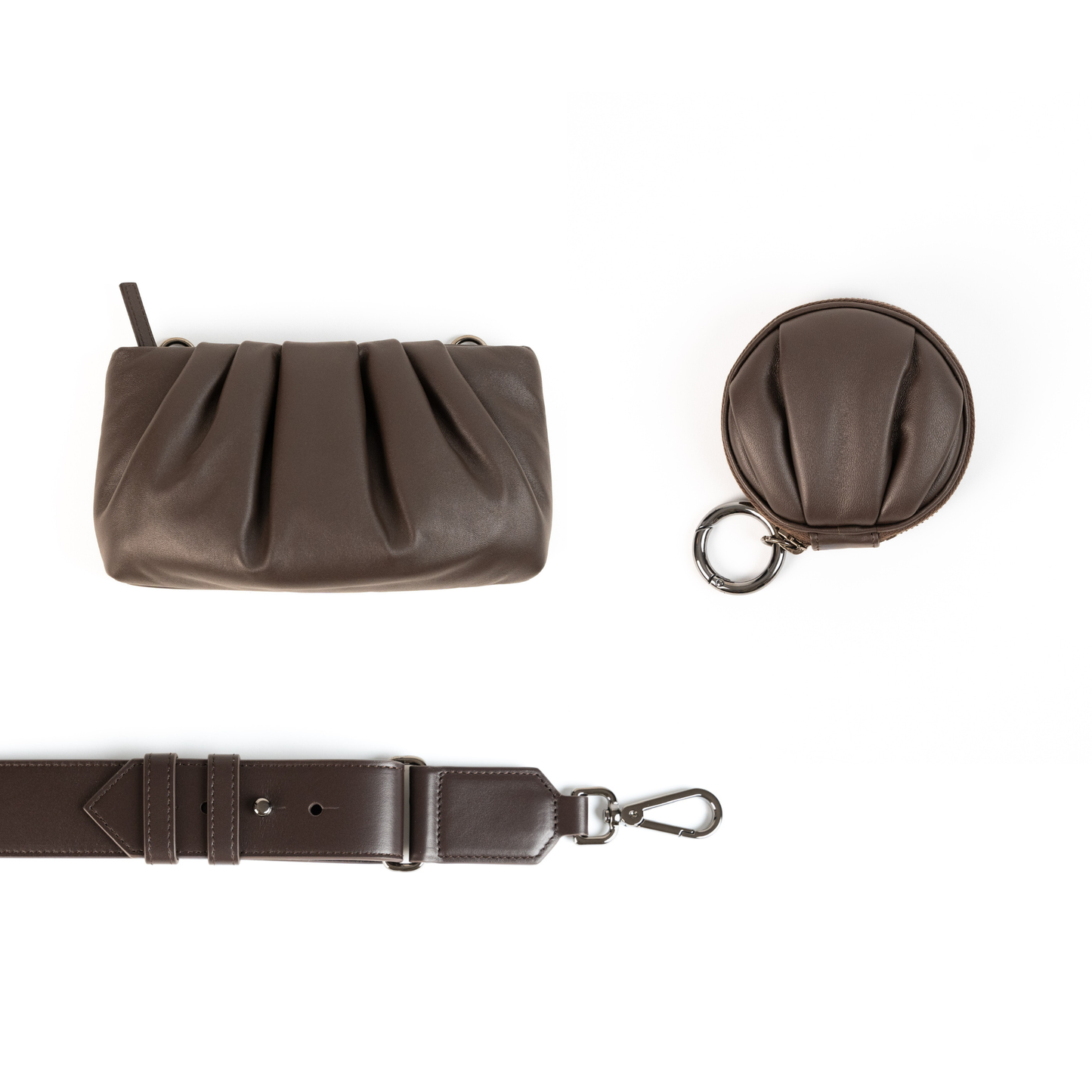 The Body Bag Moka- Tracolla con Pochette M e Pocket Charm