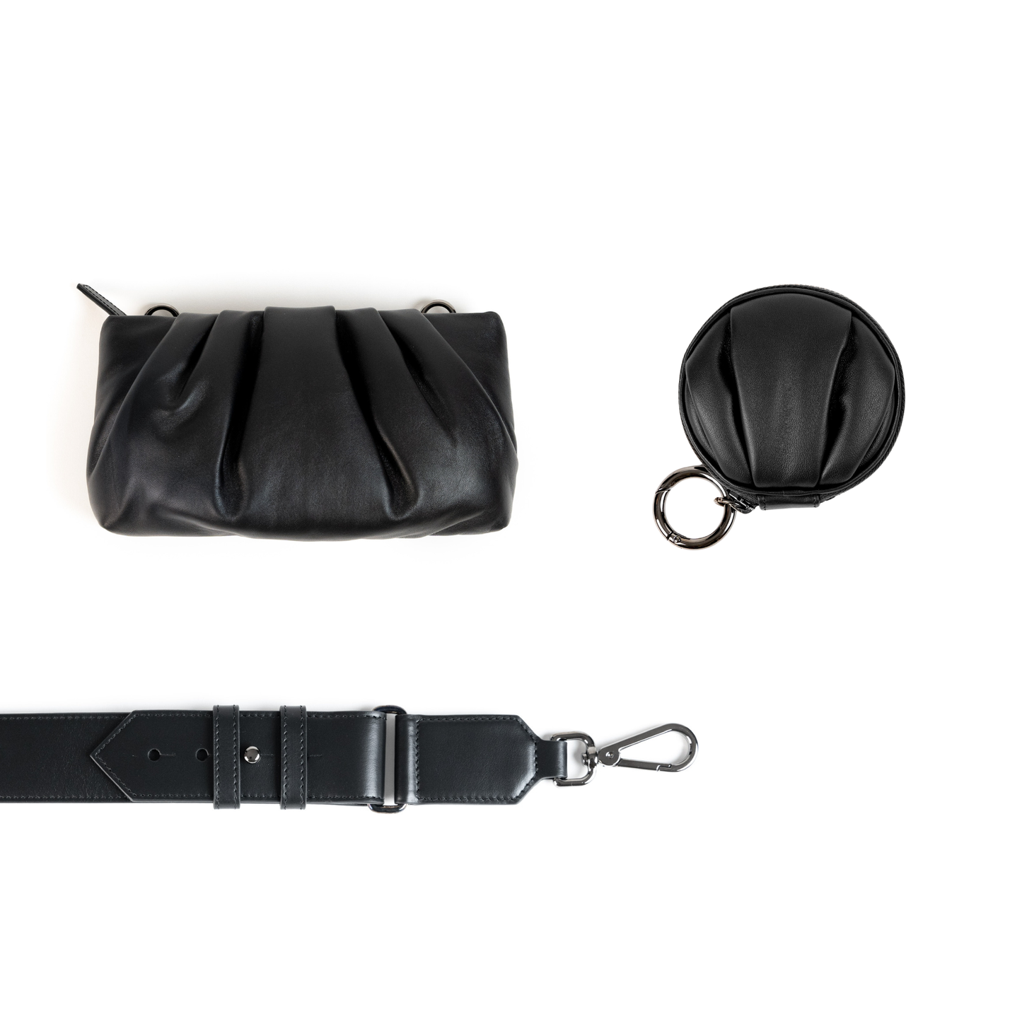 The Body Bag Black - Shoulder Bag with Pochette M and Pocket Charm