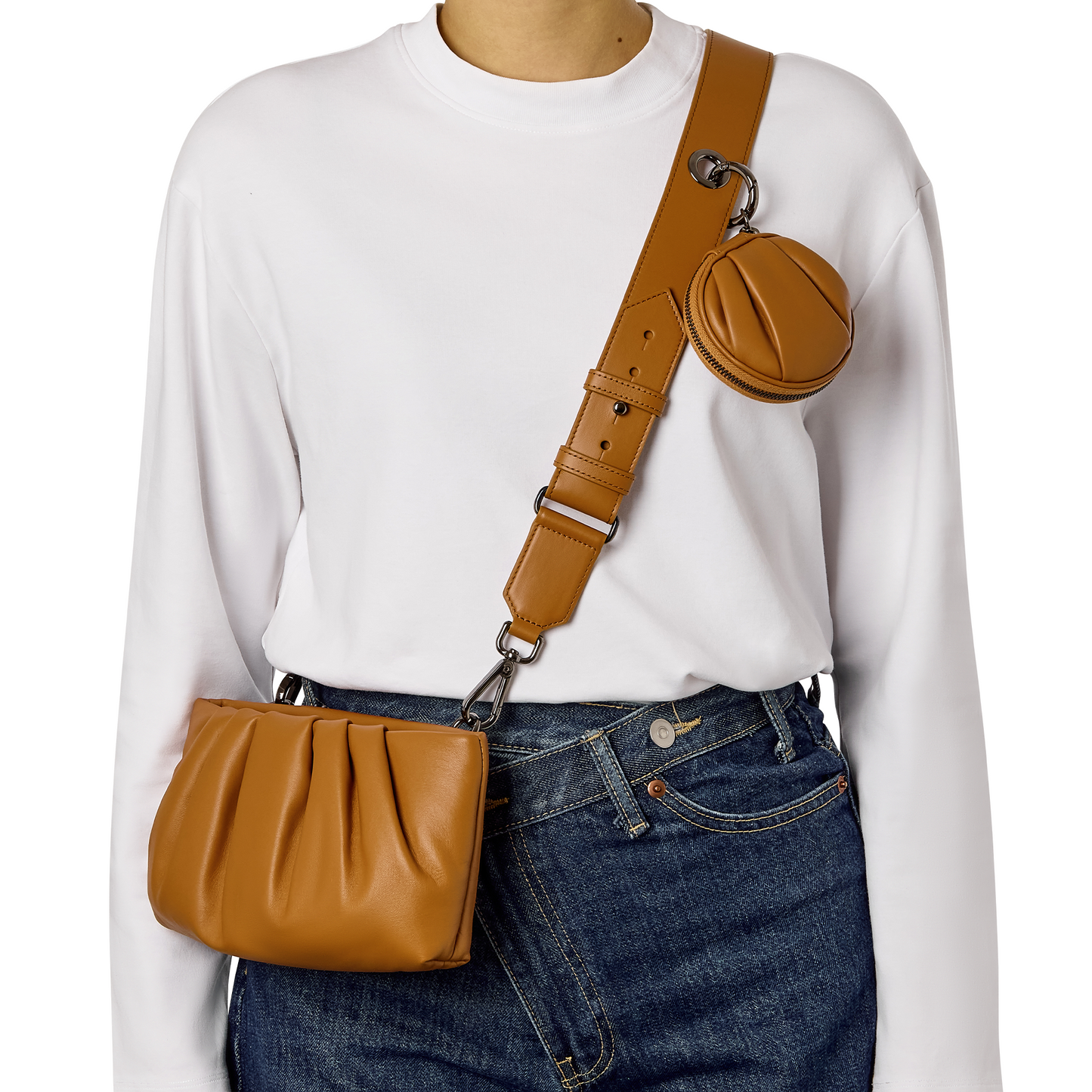 The Body Bag Cammello - Tracolla con Pochette M e Pocket Charm