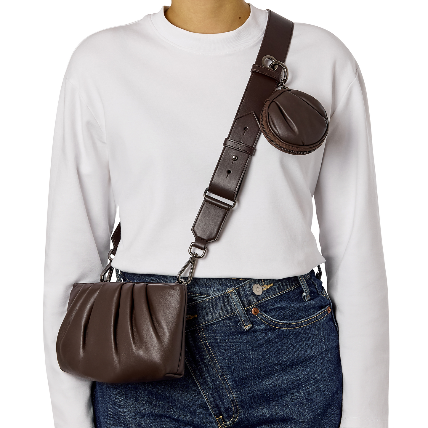 The Body Bag Moka- Tracolla con Pochette M e Pocket Charm