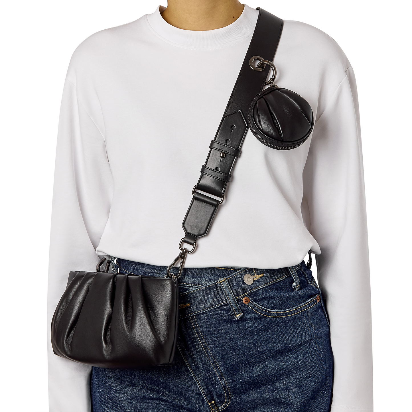 The Body Bag Black - Shoulder Bag with Pochette M and Pocket Charm