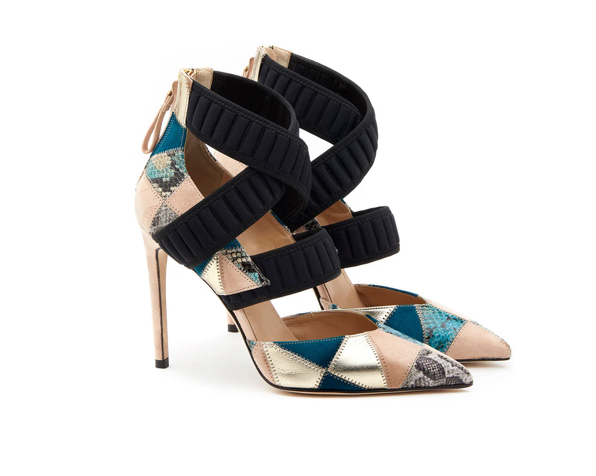 Benedetta Patchwork Sforza Patchwork Nude Pumps, stiletto heel | Luxury shoes Benedetta Boroli