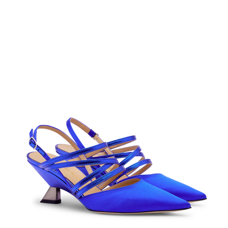 Slingback Jessy Blu tacco zeppa blu elettrico Scarpe Lusso